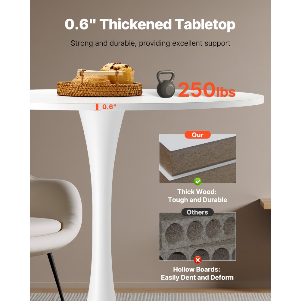 SR241142 - 31.5" White MDF Multifunctional Dining Table for 2-4