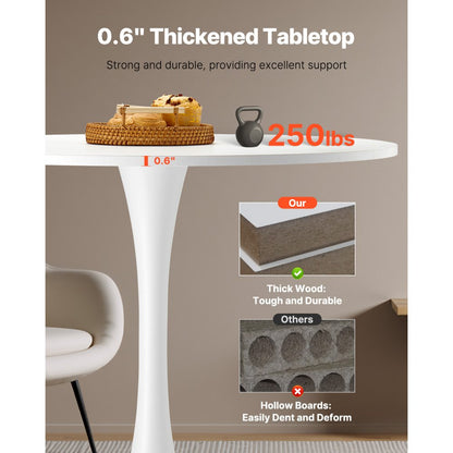 SR241142 - 31.5" White MDF Multifunctional Dining Table for 2-4
