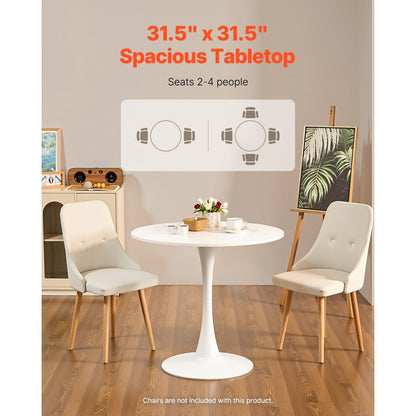 SR241142 - 31.5" White MDF Multifunctional Dining Table for 2-4