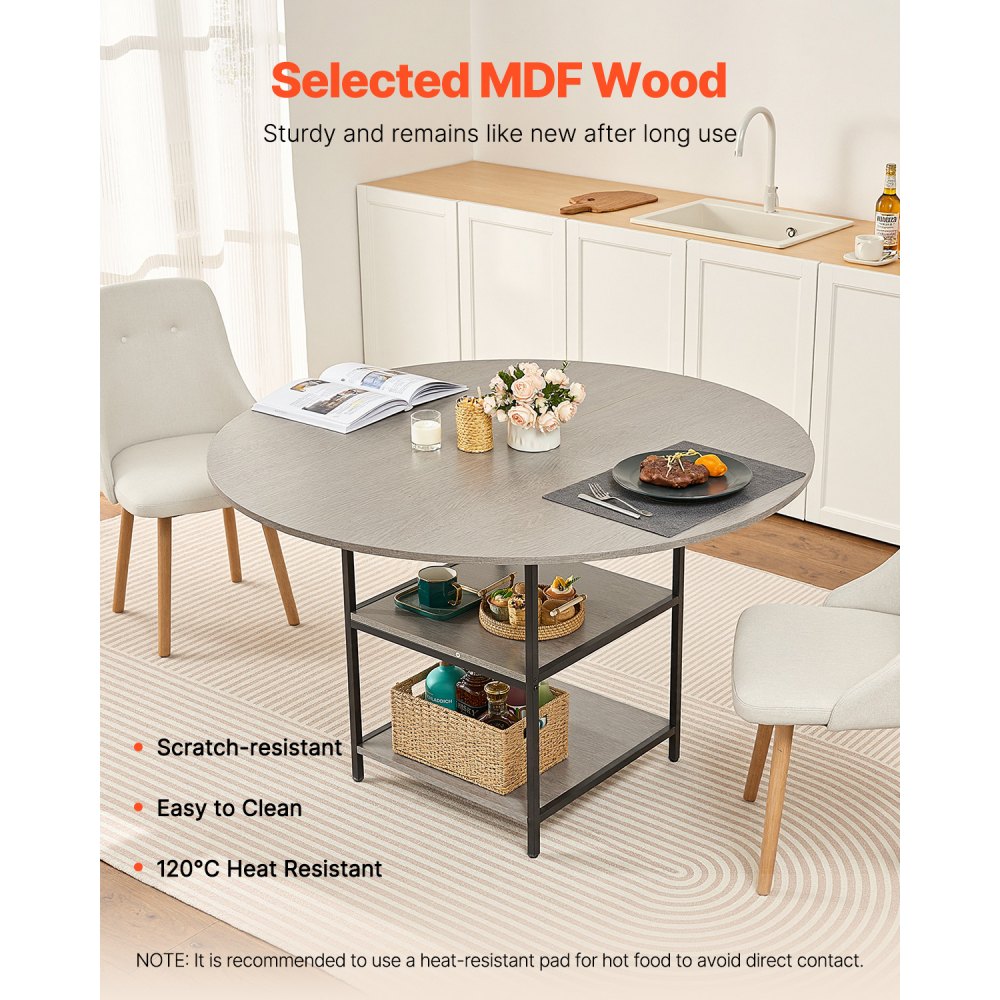 SR243012 - Grey 47" MDF Dining Table for 4-6 People, Elegant Design