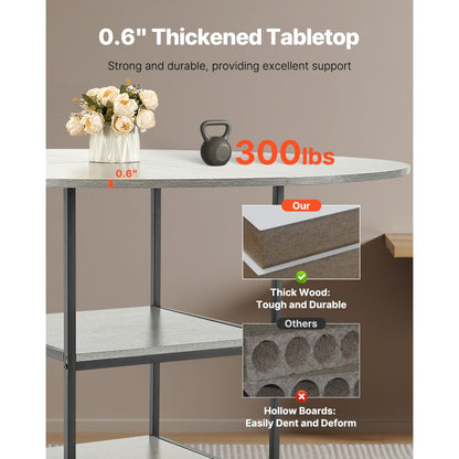 SR243012 - Grey 47" MDF Dining Table for 4-6 People, Elegant Design