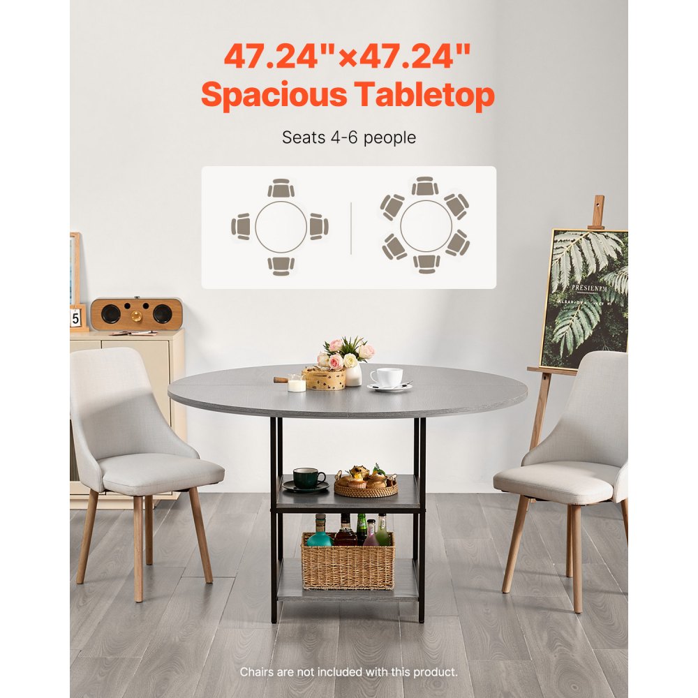 SR243012 - Grey 47" MDF Dining Table for 4-6 People, Elegant Design
