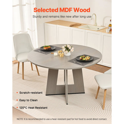 SR241140 - 47" Grey MDF Round Dining Table for 4-6 People