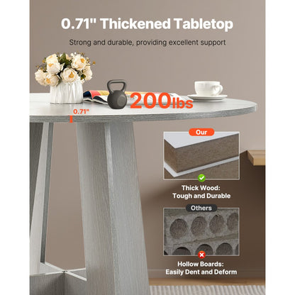 SR241140 - 47" Grey MDF Round Dining Table for 4-6 People