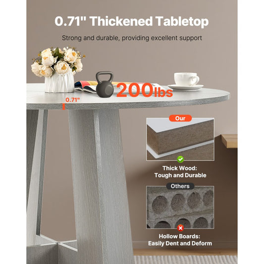 SR241140 - 47" Grey MDF Round Dining Table for 4-6 People