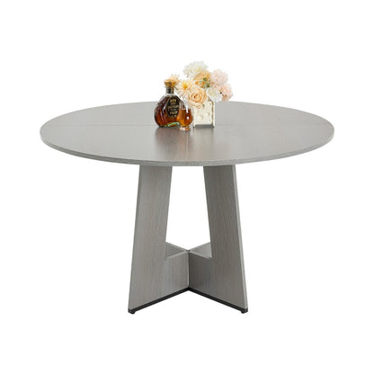 SR241140 - 47" Grey MDF Round Dining Table for 4-6 People