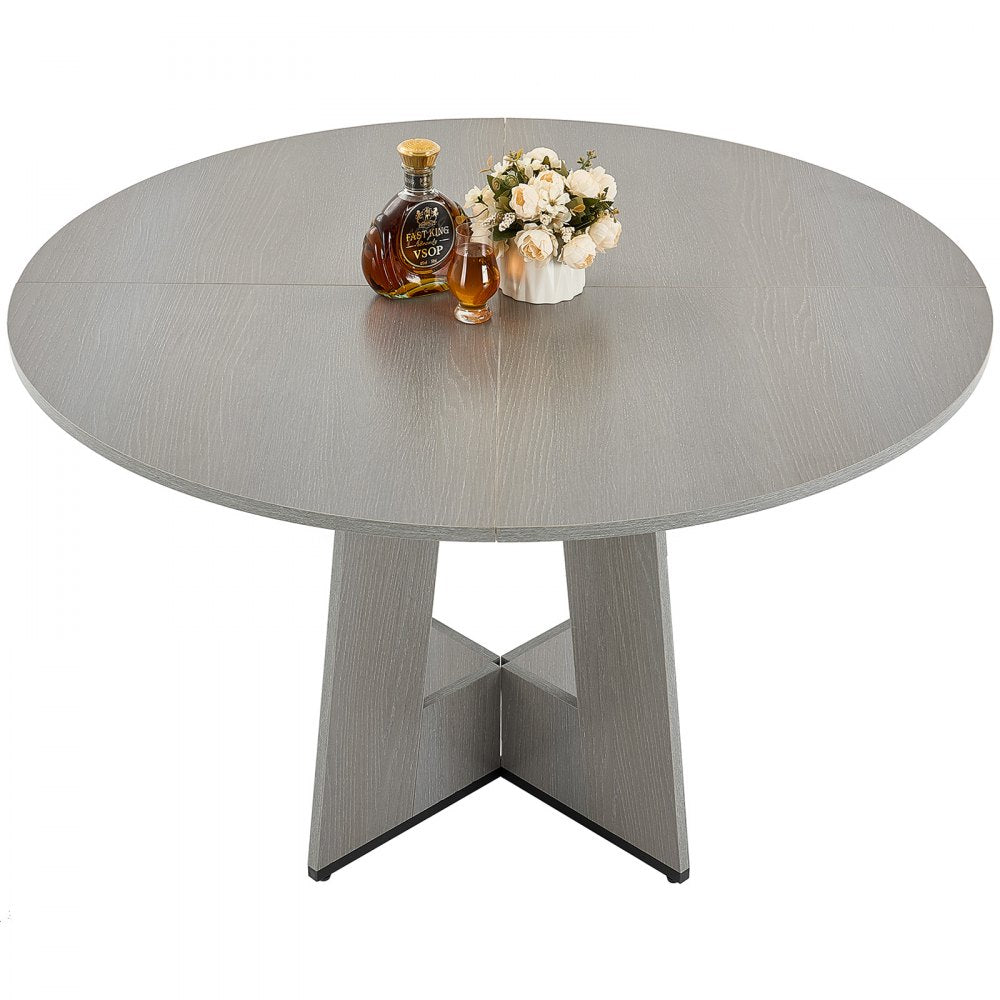 SR241140 - 47" Grey MDF Round Dining Table for 4-6 People