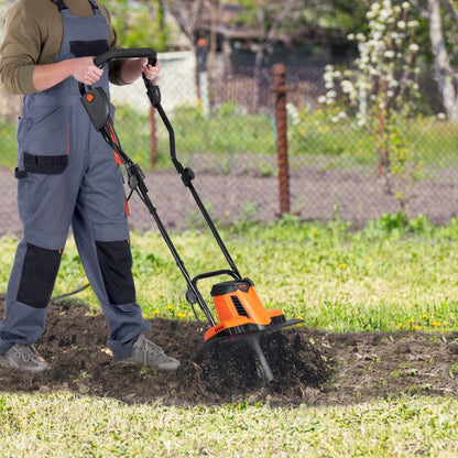 TLEG08 - VEVOR 10 Amp Compact Electric Tiller for Small Gardens, 14" Wide