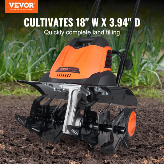 TLEG09BU - 12 Amp Electric Tiller, 18" Width for Small Gardens
