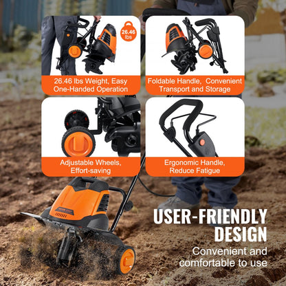 TLEG09BU - 12 Amp Electric Tiller, 18" Width for Small Gardens