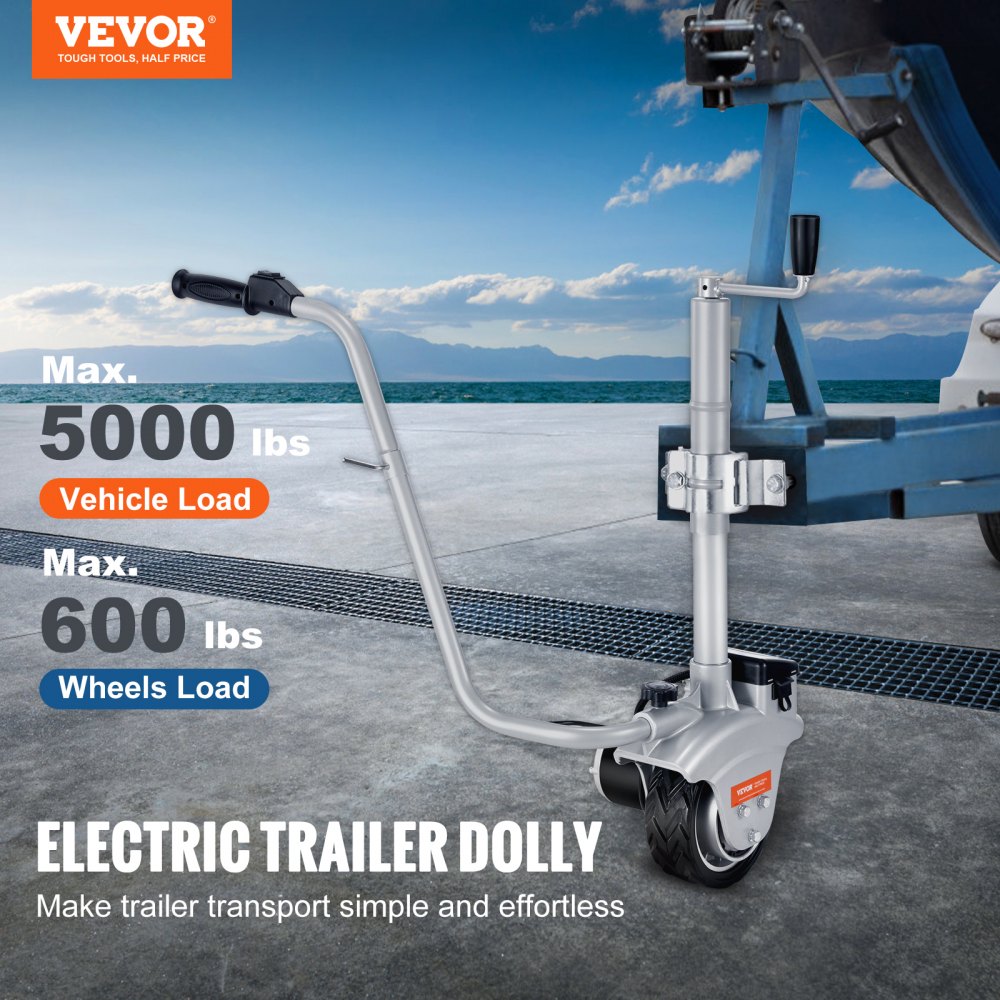 010914370195 - VEVOR 5000lb Electric Trailer Dolly with Adjustable Clamp