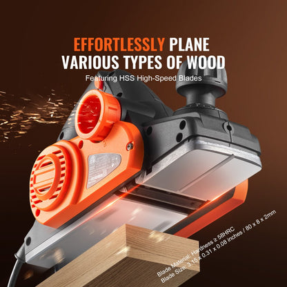 2822C - 3-1/4" VEVOR Electric Hand Planer, 6A Motor, 16,500 RPM