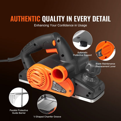 2822C - 3-1/4" VEVOR Electric Hand Planer, 6A Motor, 16,500 RPM