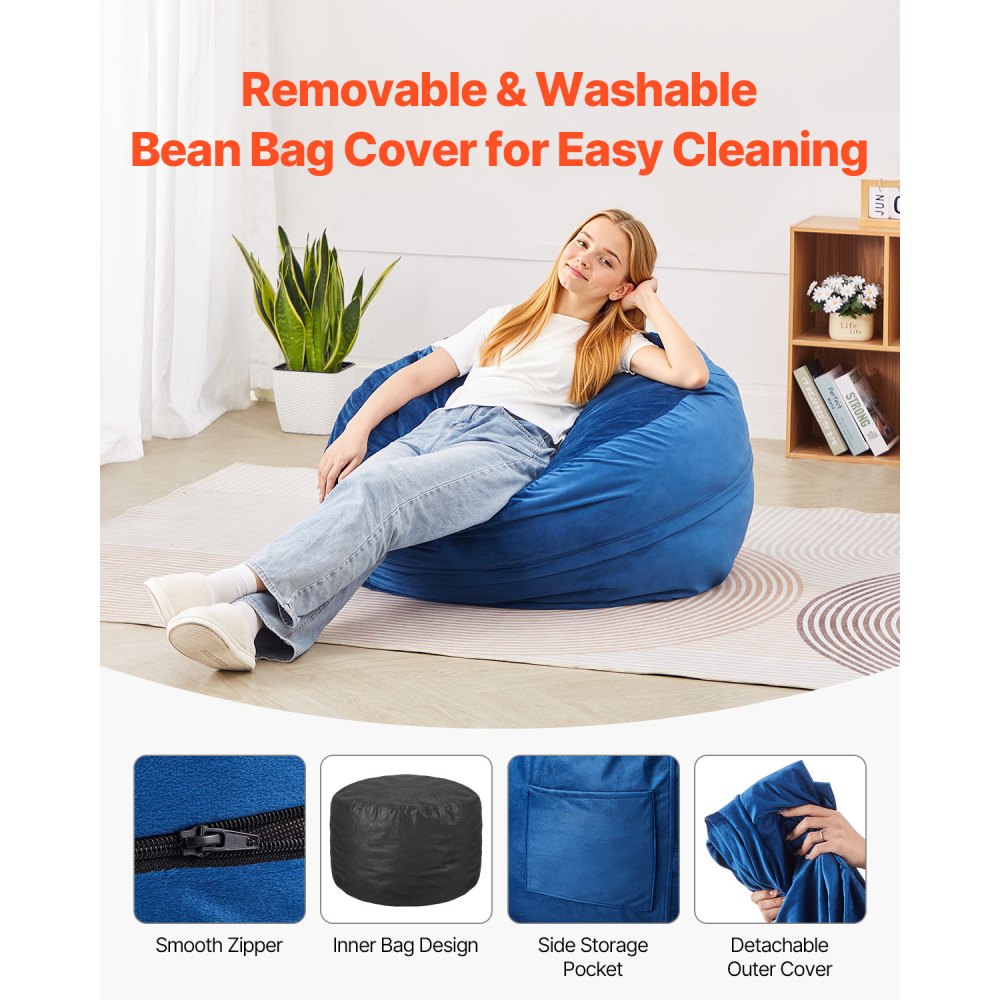 SM-SS-01 - 3ft Soft Memory Foam Bean Bag Chair with Washable Cover