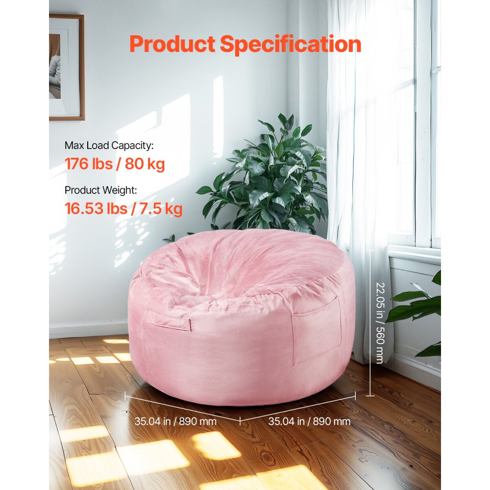 SM-SS-02 - 3ft Round VEVOR Bean Bag Chair with Removable Cover