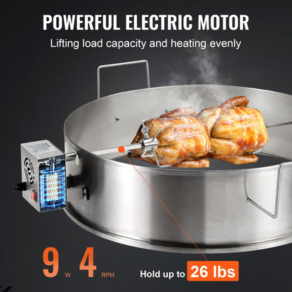 JY-MY--YX580-120 - Powerful 22" BBQ Rotisserie Ring for Effortless Grilling