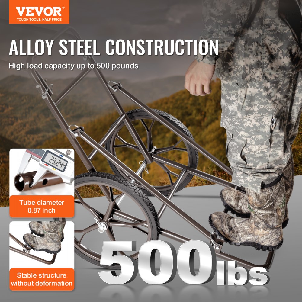 YL1701 - Heavy-Duty 500LB Folding Deer Cart with 17" Rubber Tires