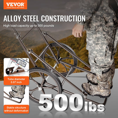 YL1701 - Heavy-Duty 500LB Folding Deer Cart with 17" Rubber Tires