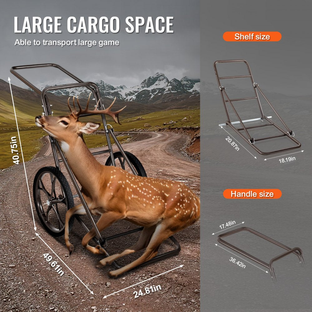 YL1701 - Heavy-Duty 500LB Folding Deer Cart with 17" Rubber Tires
