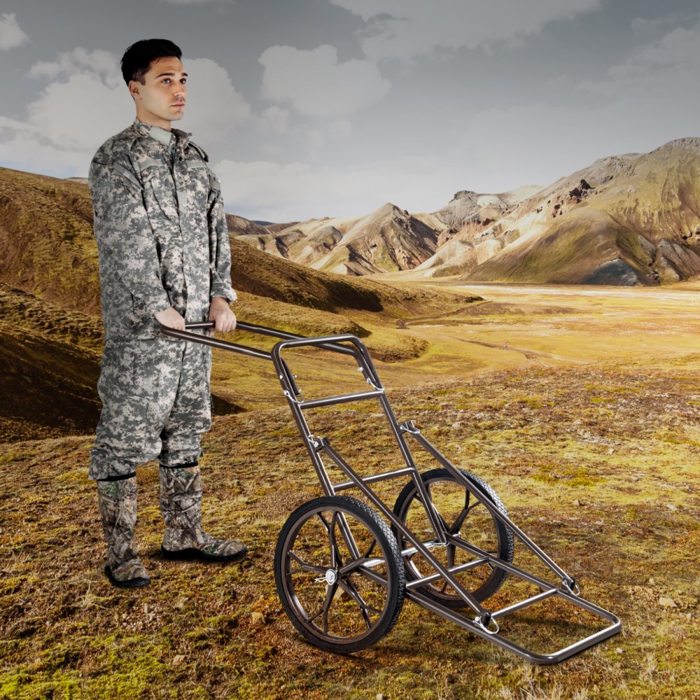 YL1701 - Heavy-Duty 500LB Folding Deer Cart with 17" Rubber Tires
