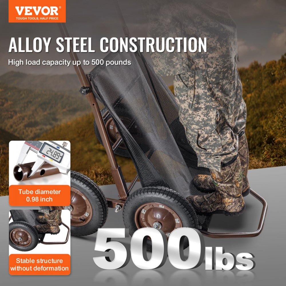 YL1401 - 500 LB Alloy Steel Folding Deer Cart with Pneumatic Tires