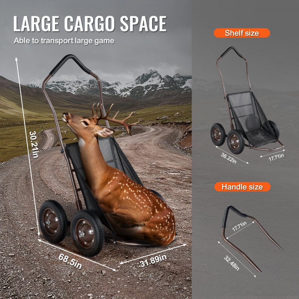 YL1401 - 500 LB Alloy Steel Folding Deer Cart with Pneumatic Tires