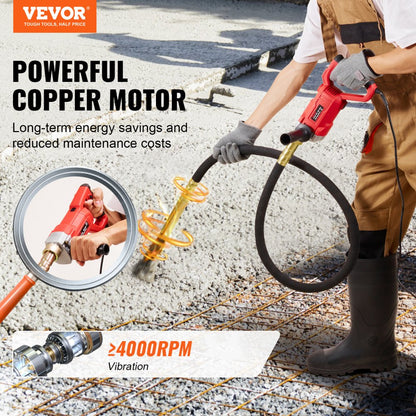 ZPN35 - 800W Handheld Concrete Vibrator with 6.6ft Shaft for Smooth Mixing