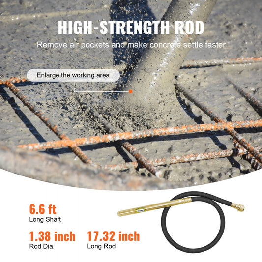 ZPN35 - 800W Handheld Concrete Vibrator with 6.6ft Shaft for Smooth Mixing
