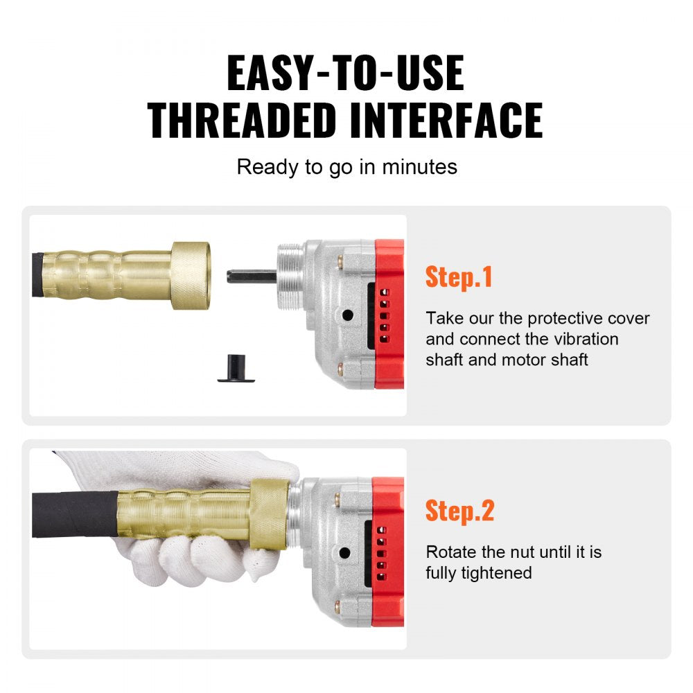 ZPN35 - 800W Handheld Concrete Vibrator with 6.6ft Shaft for Smooth Mixing