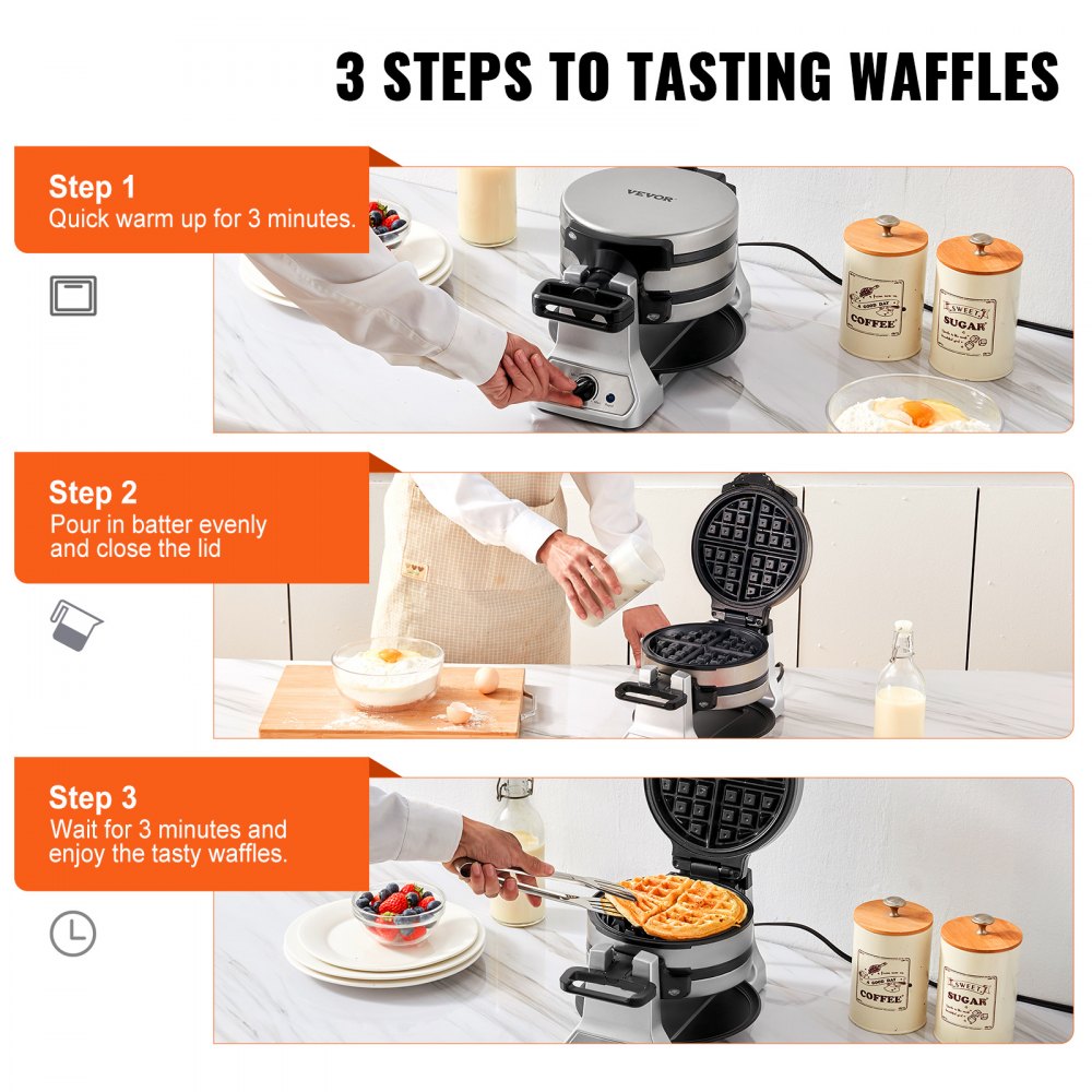 SW-2089S - 2-Layer Non-Stick Waffle Maker with 1400W Power