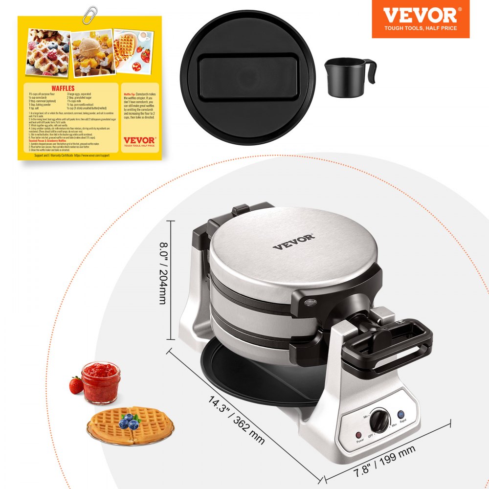 SW-2089S - 2-Layer Non-Stick Waffle Maker with 1400W Power