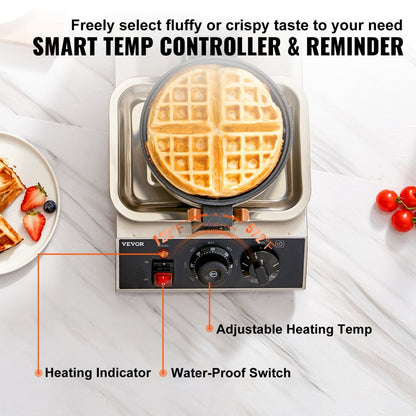 UWF-2205 - 1300W Non-Stick Round Waffle Maker for Perfectly Fluffy Waffles