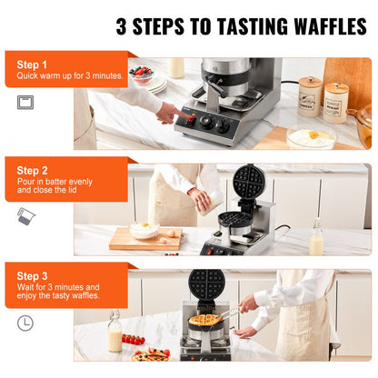UWF-2205 - 1300W Non-Stick Round Waffle Maker for Perfectly Fluffy Waffles