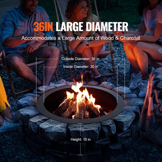 VOLD-30-10 - 36-Inch Durable Carbon Steel Fire Pit Ring for Outdoors