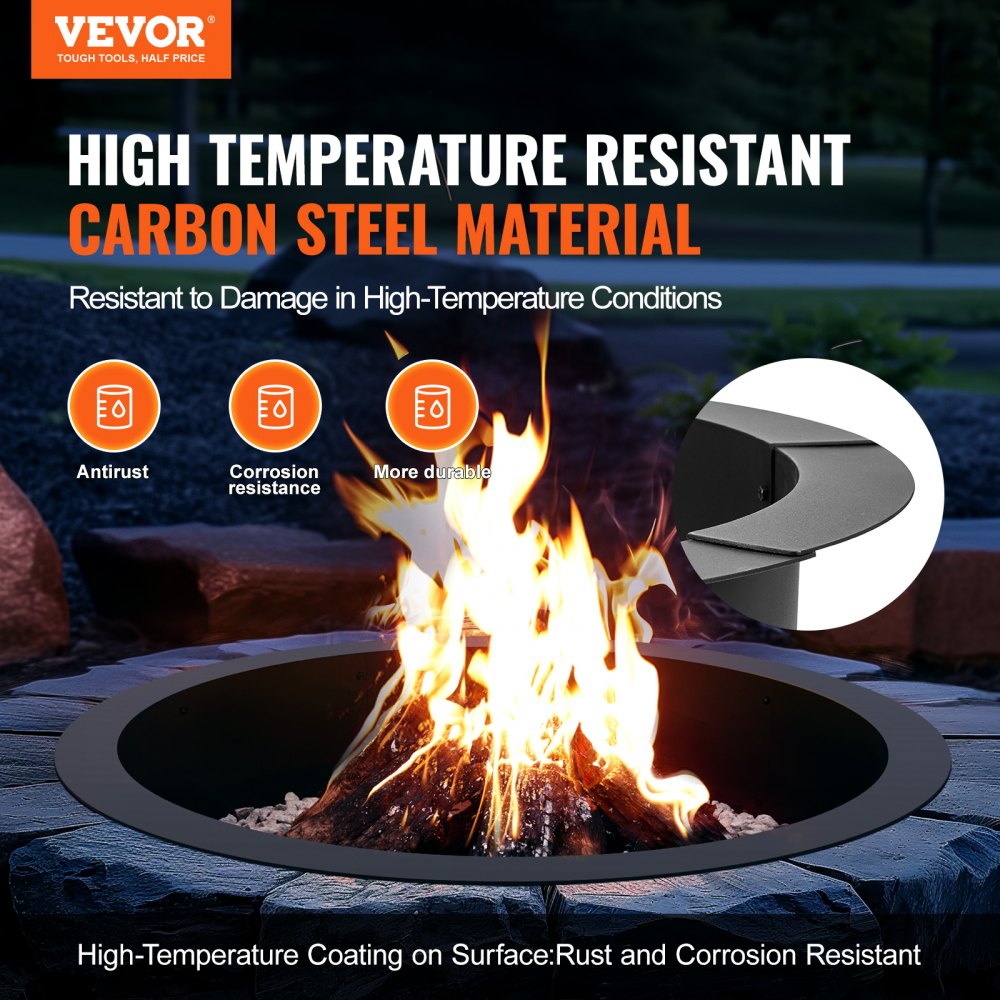 VOLD-36-10 - 40" Round High-Temperature Carbon Steel Fire Pit Ring