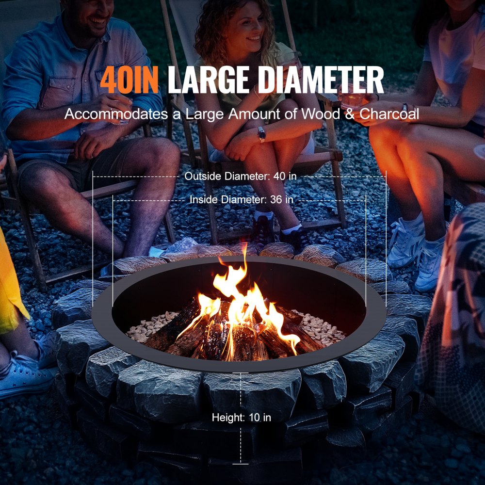 VOLD-36-10 - 40" Round High-Temperature Carbon Steel Fire Pit Ring