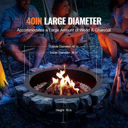 VOLD-36-10 - 40" Round High-Temperature Carbon Steel Fire Pit Ring