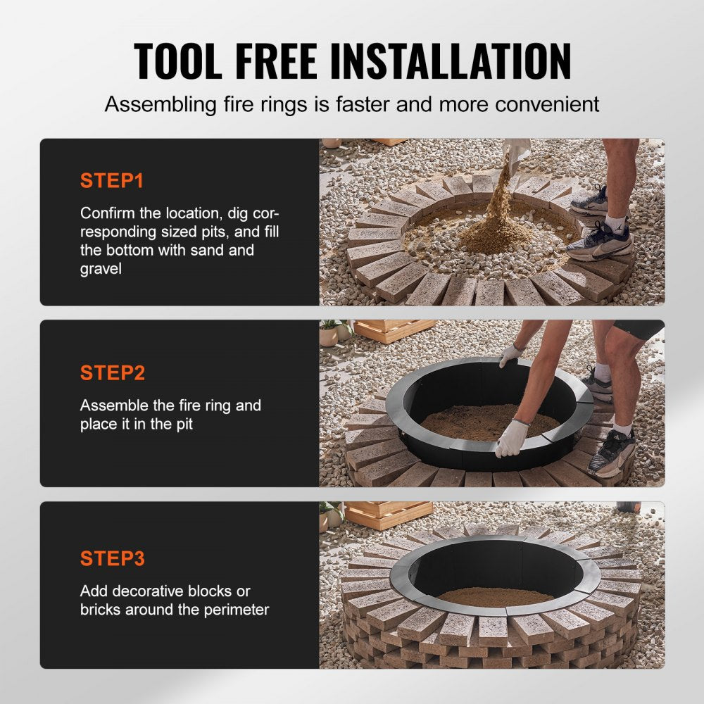 VOLD-36-10 - 40" Round High-Temperature Carbon Steel Fire Pit Ring