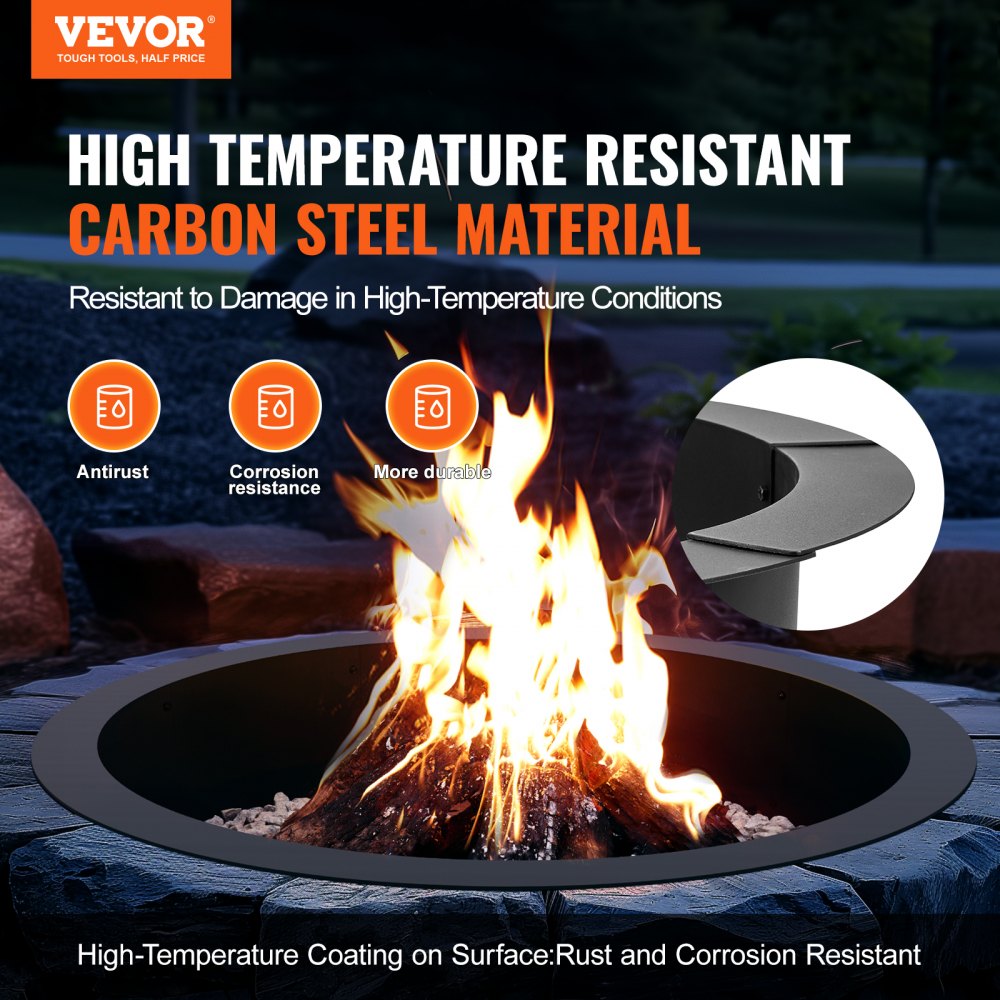 VOLD-39-10-2.5 - 44" High-Temperature Steel Fire Pit Ring for Outdoor Use