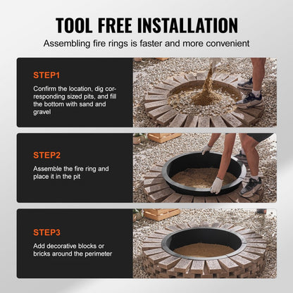 VOLD-31-8.5 - 35" Durable Round Fire Pit Ring for Outdoor Gatherings