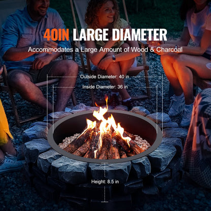 VOLD-36-8.5 - 40" Durable Carbon Steel Fire Pit Ring for Outdoor Use