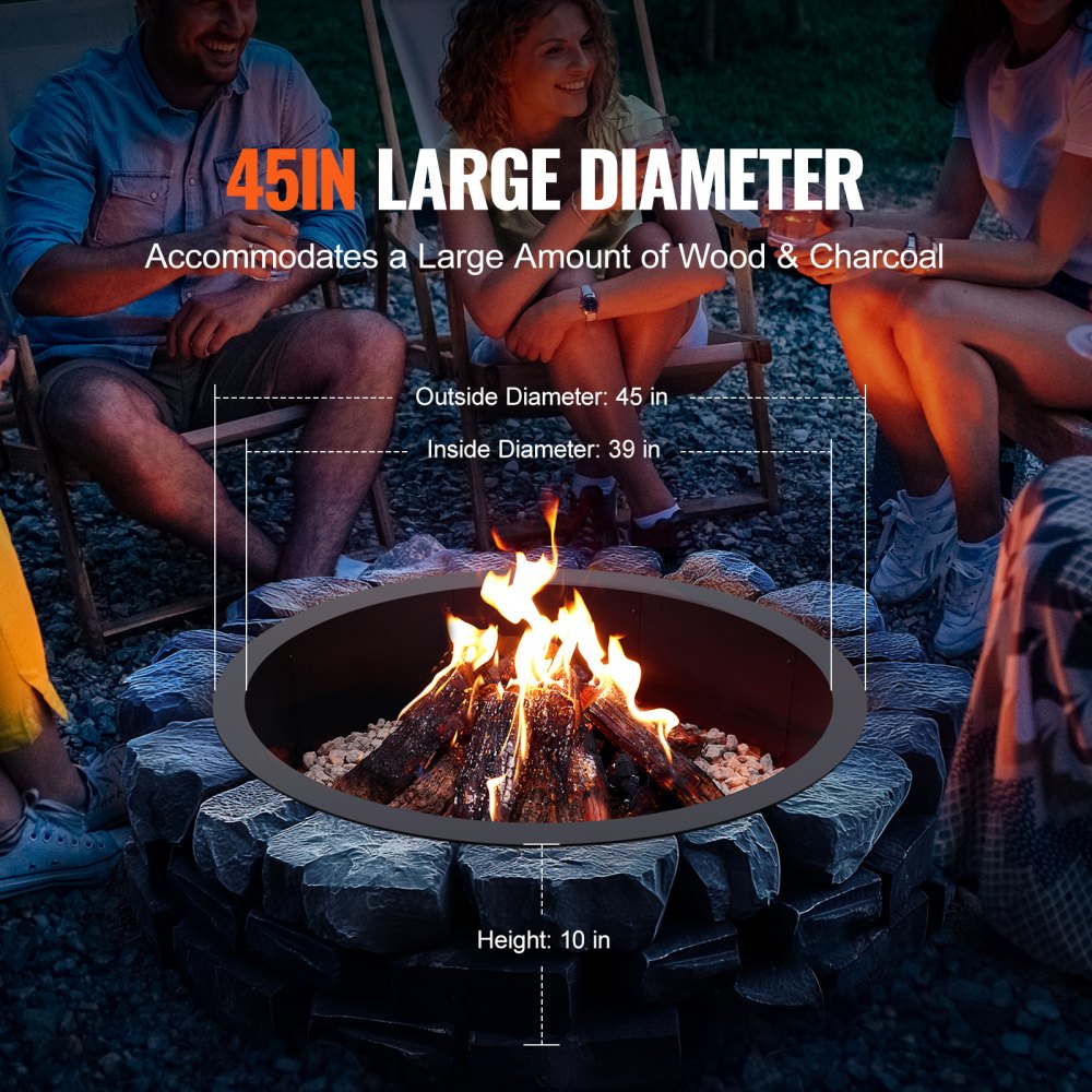 VOLD-39-10-1.5 - 45 Inch Durable Carbon Steel Fire Pit Ring