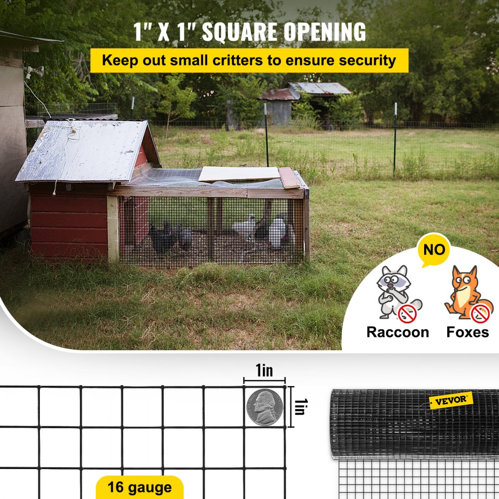 VV-HC-2450 - 24"x50' Vinyl Coated 1" Mesh Poultry & Rabbit Fence