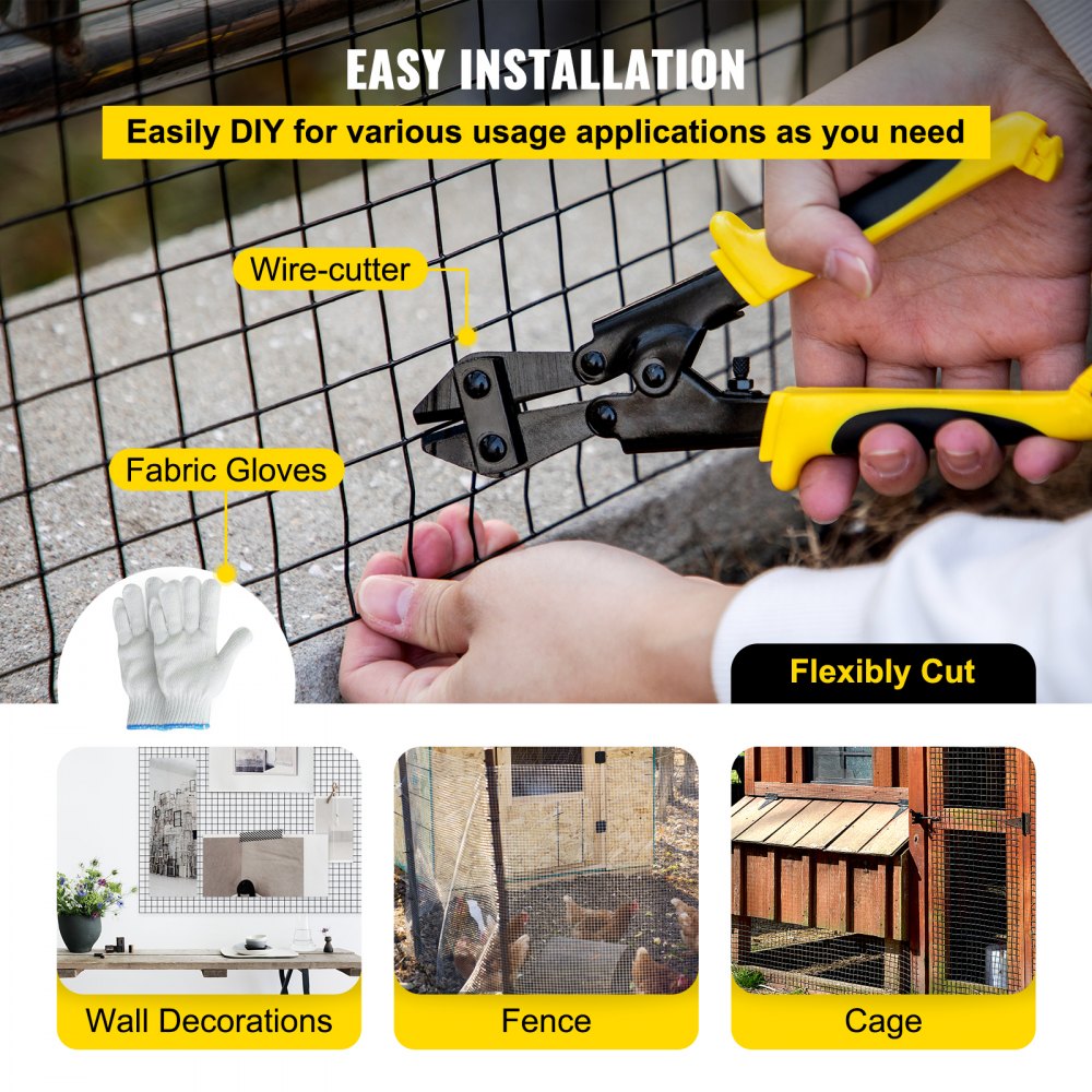 VV-HC-3650 - 36" x 50' Galvanized Steel Chicken Wire Fencing with Gloves & Plier