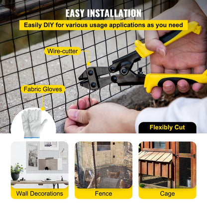VV-HC-3650 - 36" x 50' Galvanized Steel Chicken Wire Fencing with Gloves & Plier