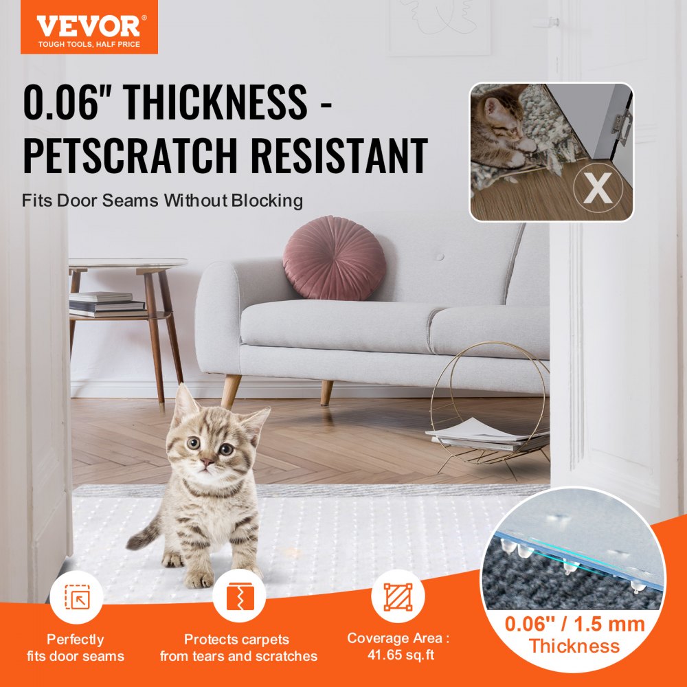 DD-01 - 0.06" Thick PVC Pet Carpet Protector, 61.65 Sq Ft Coverage