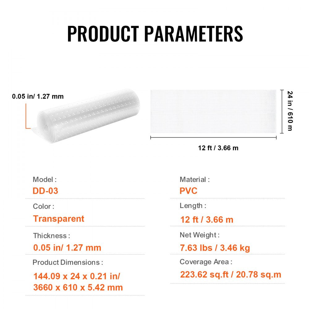 DD-03 - 24"x12' Waterproof PVC Pet Carpet Protector for Doorways