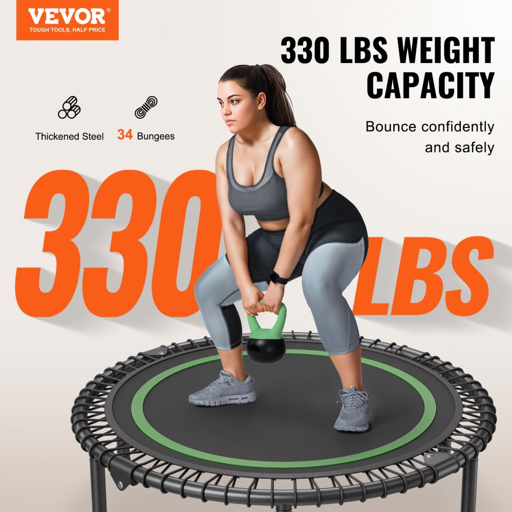 TX-B6232C-40in - 40" Foldable Mini Trampoline for Low-Impact Indoor Workouts