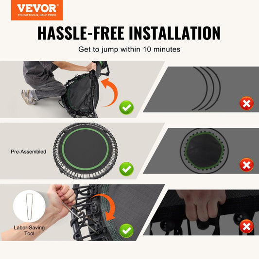 TX-B6232C-40in - 40" Foldable Mini Trampoline for Low-Impact Indoor Workouts