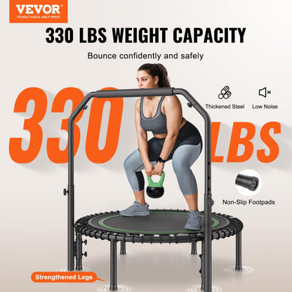 TX-B6232C-40in+C - 40" Foldable Mini Trampoline with Adjustable Handle for Adults